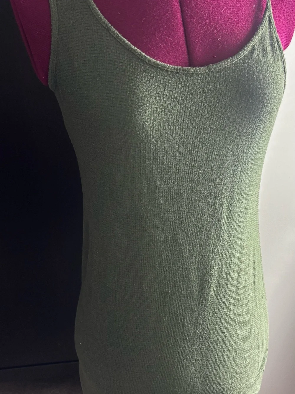 Olive Green Ribbed Tank Dress